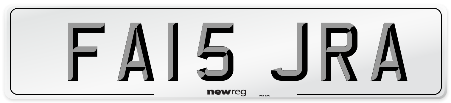 FA15 JRA Number Plate from New Reg